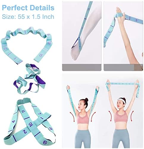 Elastic Stretching Strap with 11 Loops, Multi-Loop Yoga Stretching Strap Elastic Exercise Band, Improve Flexibility Arm Leg Stretching Strap Home Gym Equipment for Physical Therapy Pilates Gymnastics-FlexoryFit