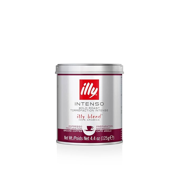 illy Ground Coffee Espresso - 100% Arabica Coffee Ground – Intenso Dark Roast – Warm Notes of Cocoa & Dried Fruit - Rich Aromatic Profile - Precise Roast - No Preservatives – 4.4 Ounce-FlexoryFit