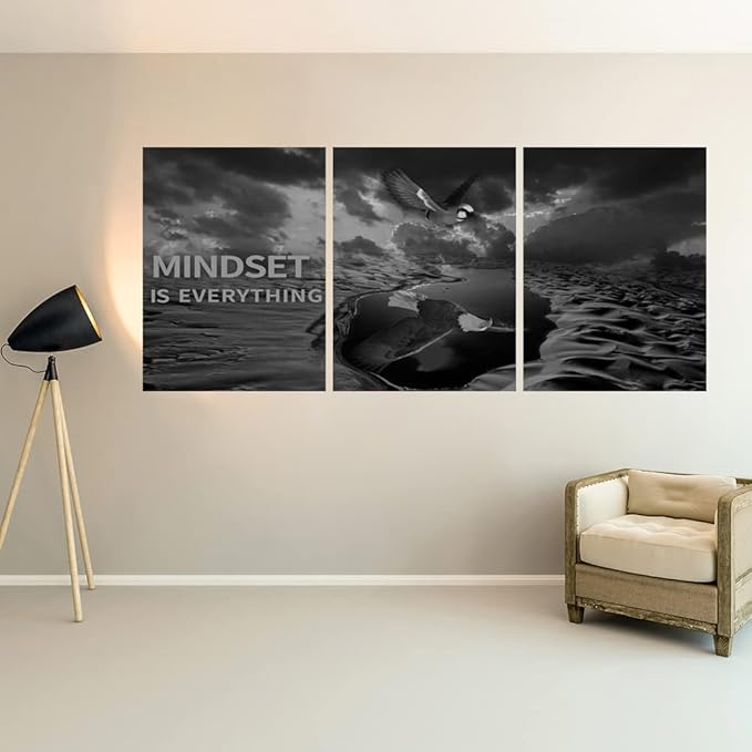 Yetaryy 3 Panels Inspirational Canvas Painting Motivational Wall Art Success Framed Poster Grind Hustle Positive Quotes Wall Poster Office Inspirational Wall Decor 36''W x 16''H (Animals-HeiYing-3S)-FlexoryFit