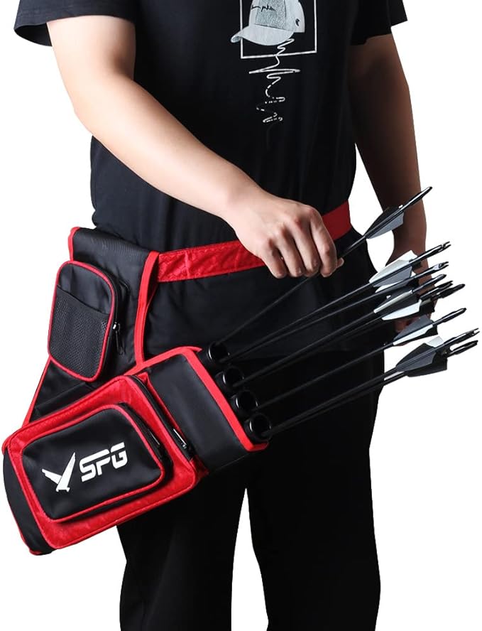 SOPOGER Archery Hip Quiver for Arrows - 3 or 4 Tube Bow Belt Quiver Waist Hanged for Youth Teens Adults Compound Bow Recurve Bow Target Shooting