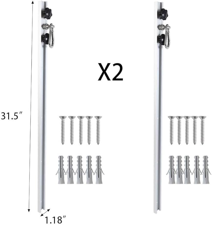 Resistance Band Wall Anchor,Gym Resistance Bands,djustable Workout Wall Anchor System,for Resistance Band Exercises,with 2 Rail and 2 Rail Car,Easy Installation(double set,No Resistance Bands)-FlexoryFit