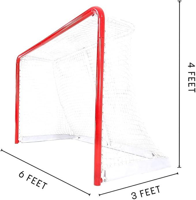 Skywalker Sports Competitive Series 6’ x 4’ Hockey Goal, White/Red (SSHG6400)