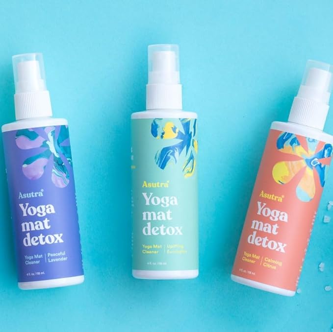 ASUTRA Yoga Mat Cleaner Spray Variety Pack (Lavender, Eucalyptus, Citrus), 4 fl oz Each (Pack of 3) - No Slippery Residue, Organic Essential Oils, Deep-Cleansing for Fitness Gear & Gym Equipment-FlexoryFit
