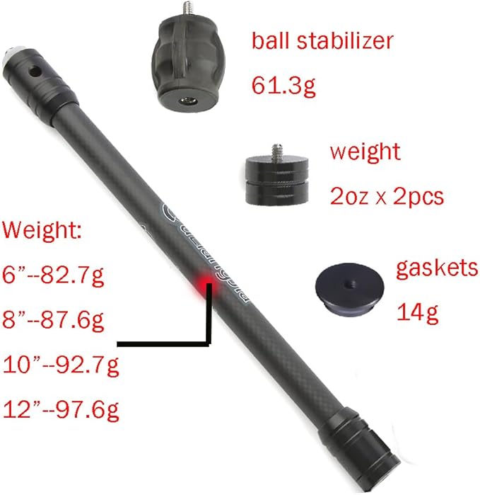 SHARROW Archery Bow Stabilizer Kit Carbon Fiber Stabilizer Dampen Weight Single Side V-bar Quick Disconnect for Compound Bow