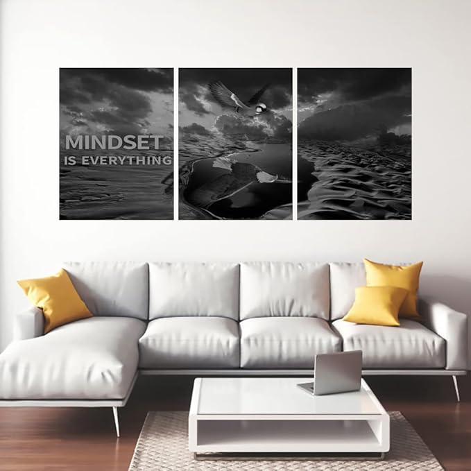 Yetaryy 3 Panels Inspirational Canvas Painting Motivational Wall Art Success Framed Poster Grind Hustle Positive Quotes Wall Poster Office Inspirational Wall Decor 36''W x 16''H (Animals-HeiYing-3S)-FlexoryFit