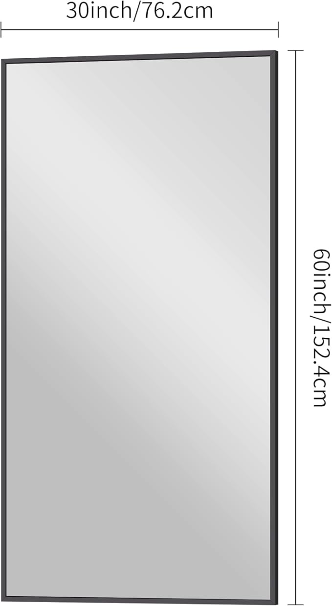 Bathroom Mirror,30x60 inch Large Wall Mirror for Bathroom Wall Mounted Black Rectangle Corner Mirrors,Black Bathroom Mirror for Living Room,Farmhouse,Bedroom Entryway,Horizontal/Vertical-FlexoryFit