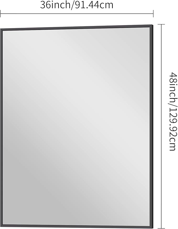 Bathroom Mirror,36x48 inch Large Wall Mirror for Bathroom Wall Mounted Black Rectangle Corner Mirrors,Black Bathroom Mirror for Living Room,Farmhouse,Bedroom Entryway,Horizontal/Vertical-FlexoryFit
