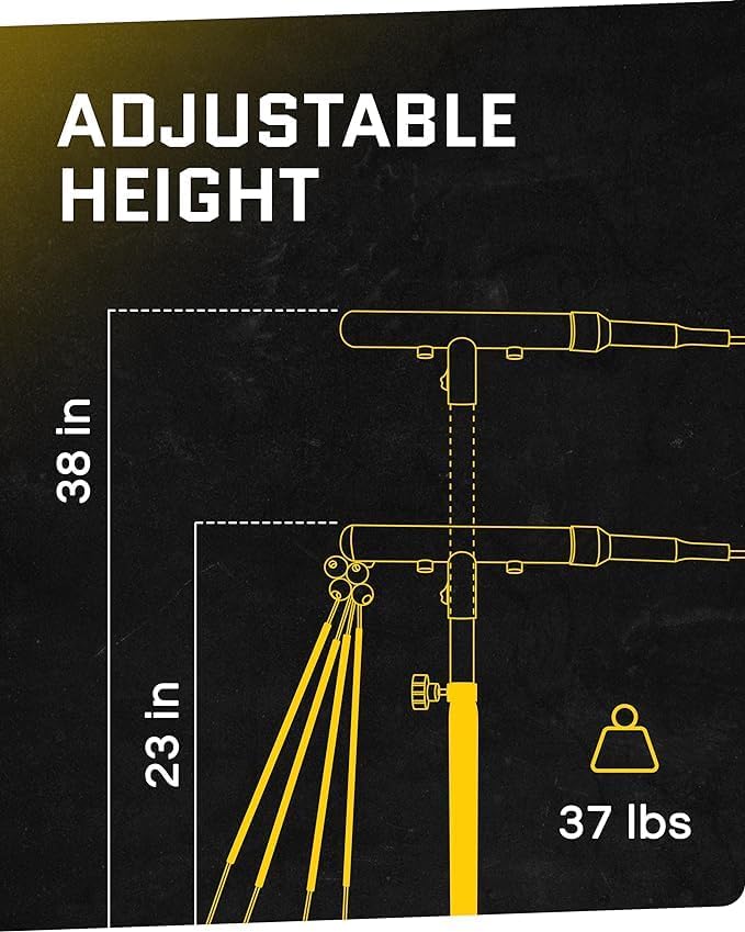 SKLZ Hurricane Batting Swing Trainer for Baseball & Softball - Durable Swing Arm - 4 Power Band System - High-Visibility, Anti-Dent Target Ball Head - Screw-in Base Legs, Metal Stakes & Carry Bag-FlexoryFit
