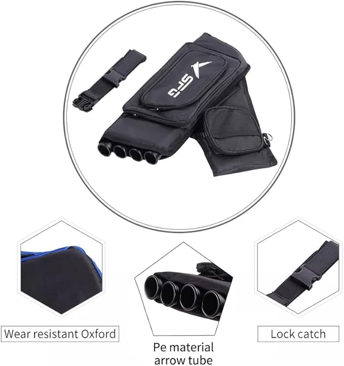 SOPOGER Archery Hip Quiver for Arrows - 3 or 4 Tube Bow Belt Quiver Waist Hanged for Youth Teens Adults Compound Bow Recurve Bow Target Shooting