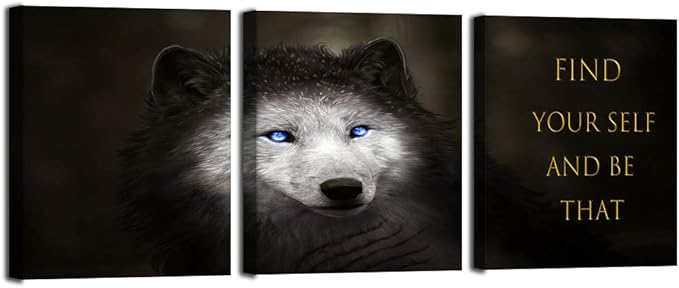 3 Panels Wolf Picture Motivational Wall Art Inspirational Canvas Painting Pictures Modern Entrepreneur Quotes Posters Prints Artwork for Home Office Decor House Decorations Class Room School to Hang-FlexoryFit