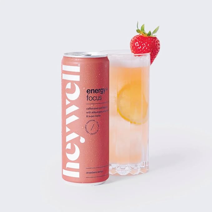 Heywell Sparkling Adaptogenic Water, Variety Pack 12 Fluid Ounce (Pack of 12) Includes - Lime, Grapefruit, Orange Mango, Strawberry Lemon - Calm Drink, Sparkling Drink-FlexoryFit