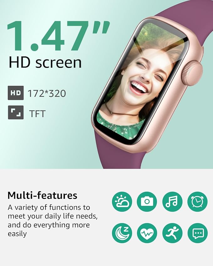 IMFRCHCS Fitness Tracker,Smart Watch with 1.47" Touch Display,137+Sport Modes Fitness Watch with Heart Rate Sleep Monitor, Step Counter,IP68 Waterproof Activity Trackers for Women Men-FlexoryFit