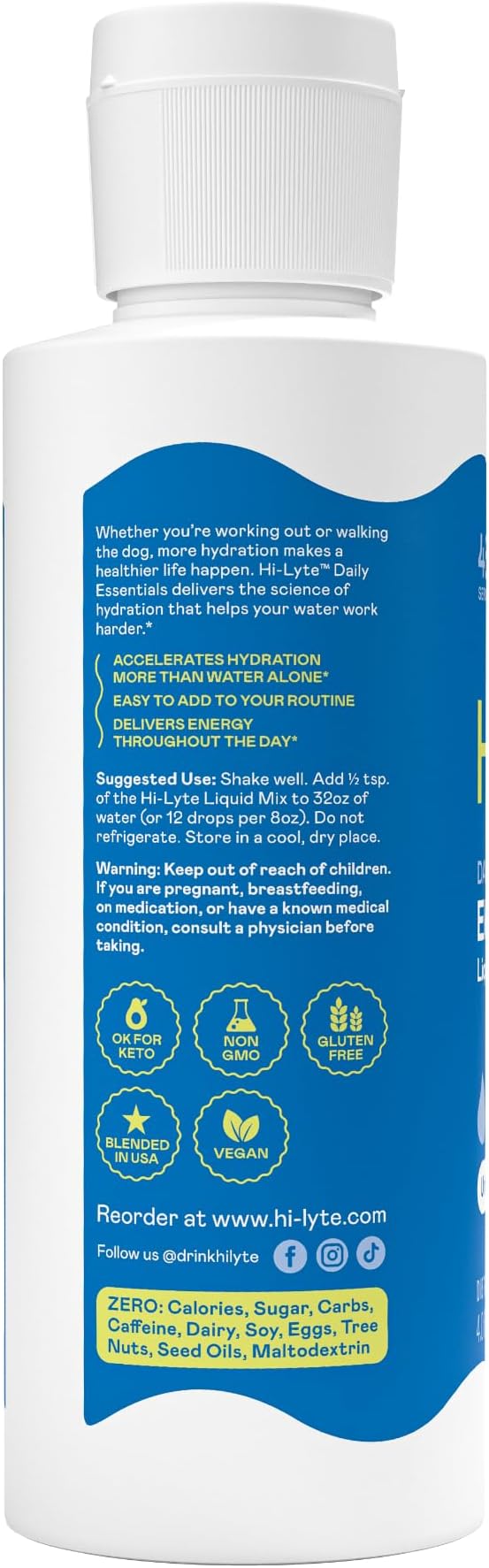 Hi-Lyte Sugar Free Electrolytes for Rapid Hydration, Fasting and Immune Support (3 Bottles, 144 Servings) | NO Calories | 20%+ More Potassium, Magnesium & Zinc-FlexoryFit
