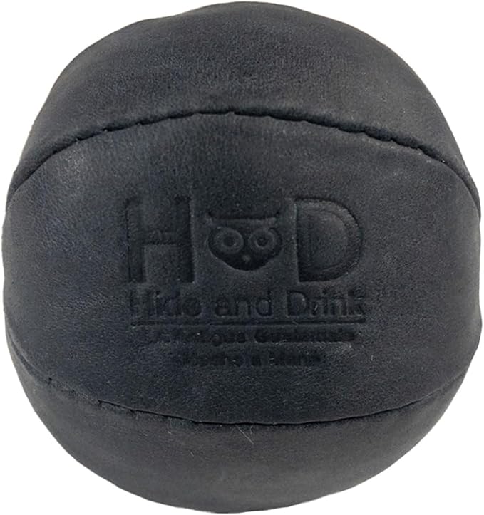 Hide & Drink, Stress Ball, Relieve Fidgeting and Anxiety, Exercise Hand, Squishy Tension Accessory, Great for The Office, Classic Style, Full Grain Leather, Handmade, Charcoal Black-FlexoryFit