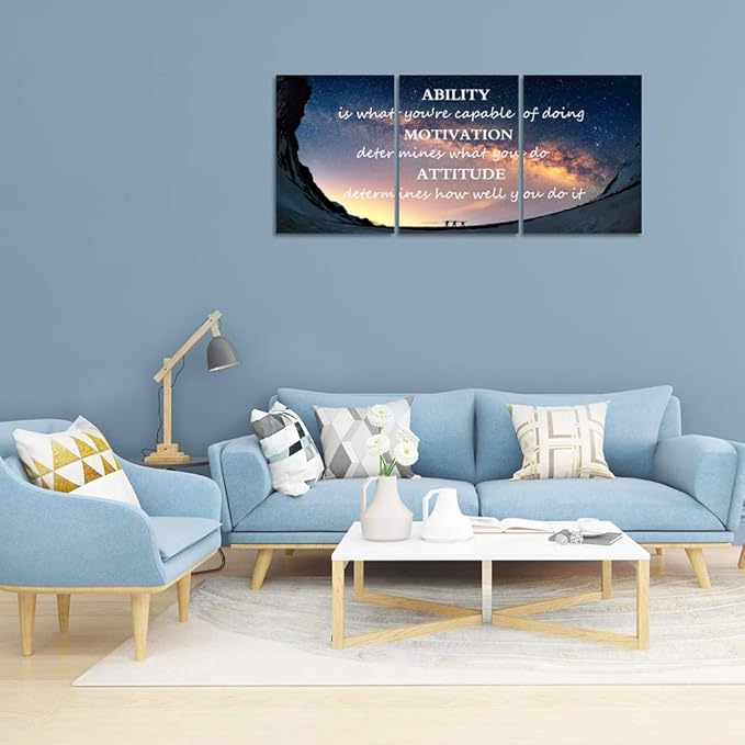 3 Panels Successful Inspirational Posters Quotes Wall Art Ability Modern Motivational Painting Picture Prints on Canvas Artwork Motto for Office Bedroom Decor Living Room Home Decor (60”Wx28”H)-FlexoryFit