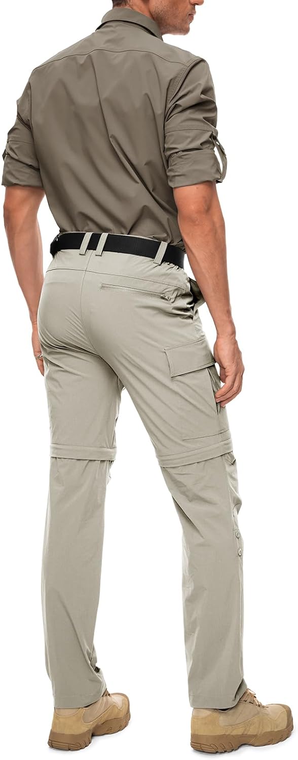 Wespornow Men's-Convertible-Hiking-Pants Quick Dry Lightweight Zip Off Breathable Cargo Pants for Outdoor, Fishing, Safari