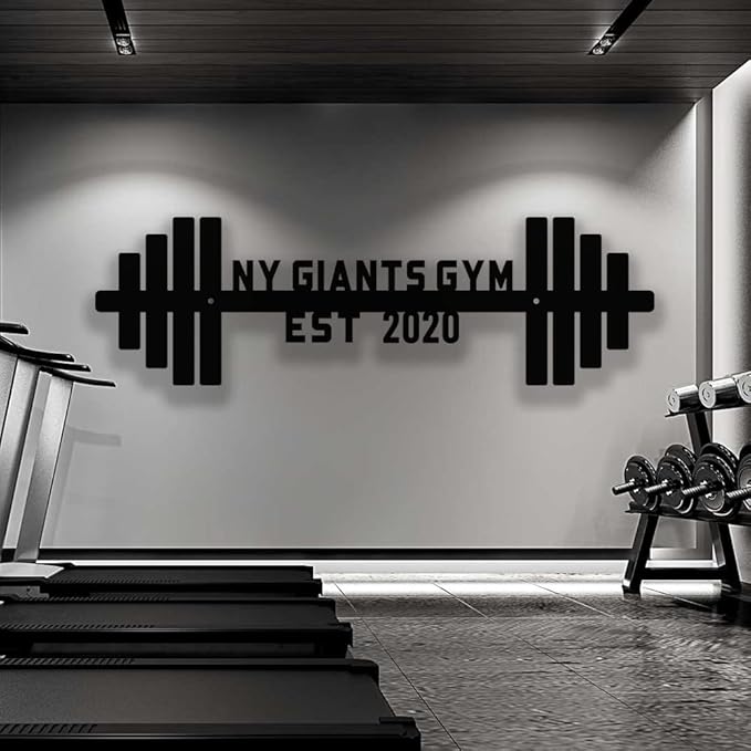 Gym Metal Sign Custom Name Workout Room Decor, Motivational Fitness Powerlifting Wall Art, Home Garage Center Personalized Gift for Women, Men, Dad, Papa, Grandpa, Mother, Sister, Girls, Steel-FlexoryFit