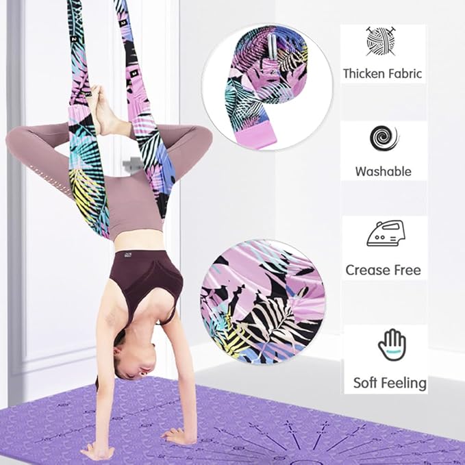 TOCO FREIDO Waist Back Leg Stretch Strap/Yoga Fitness Band, Leg Stretching Assist Trainer, Yoga Stretcher, Back Bend Split Inversion Strap for Fitness, Dance, Ballet, Gymnastics-FlexoryFit