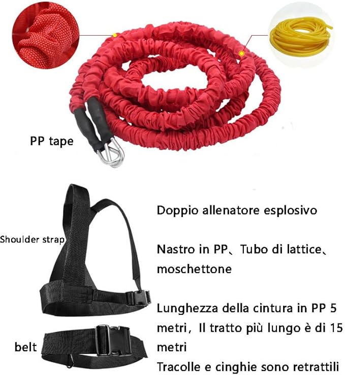 YNXing Dynamic Resistance Trainer for Resistance Training to Improve Strength, Power, and Agility 5m/2m Elastic Cord Set-FlexoryFit