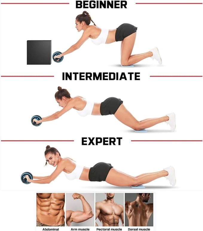 Ab Roller Wheel, Abdominal Wheel for Abdominal Exercise Machine, Arespark Home Gym Equipment for Core Workout, No Noise Ab Roller Exercise Equipment with Knee Mat and Foam Handle-FlexoryFit