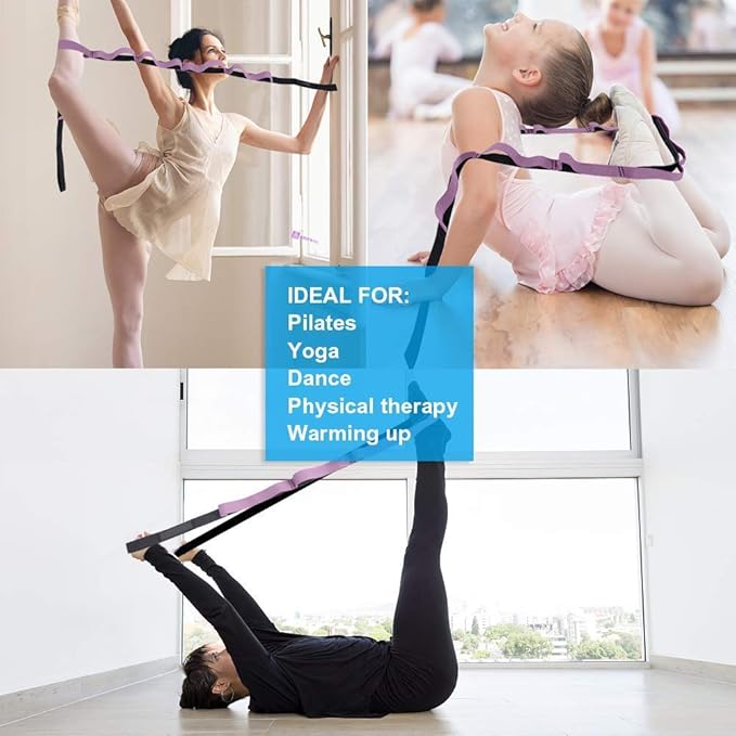 Premium Durable Stretch Straps with Loops, Stretching Strap for Physical Therapy, Multi-Loop Yoga Strap Fitness Exercise Strap for Yoga, Pilates, Dance, Flexibility&Exercise-FlexoryFit