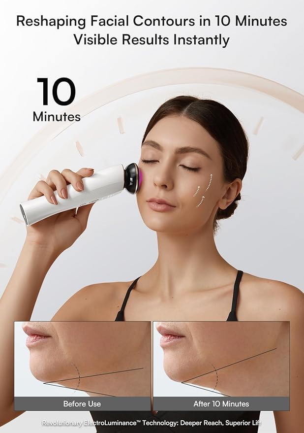 INIA 3-in-1 Red Light Therapy for Face and Neck Facial Massager True Beauty Glow Device, Lifting & Firming Skincare Tool-FlexoryFit