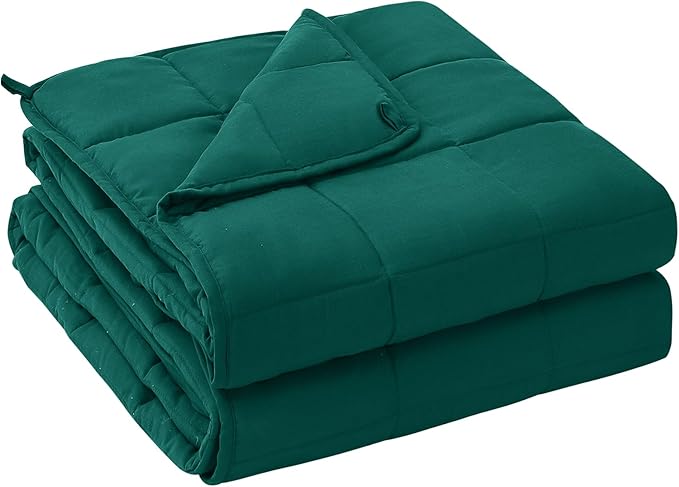 yescool Weighted Blanket for Adults (25 lbs, 80โ x 87โ, Dark Green) Cooling Heavy Blanket for Sleeping Perfect for 240-260 lbs, Queen Size Breathable Blanket with Premium Glass Bead, Machine Washable