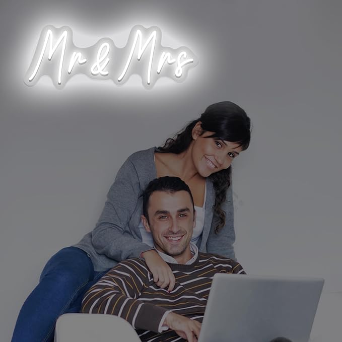 Mr and Mrs Neon Sign for Wedding Dimmable Mr Mrs Neon Signs Led Neon Sign for Party Neon Light Sign Mr & Mrs Sign for Anniversary Valentine's Day Wall Decor Gift 16.54 "X4.72"-FlexoryFit