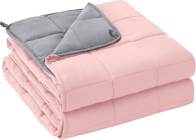 yescool Weighted Blanket for Adults (25 lbs, 88โ x 104โ, Pink Grey) Cooling Heavy Blanket for Sleeping Perfect for 240-260 lbs, King Size Breathable Blanket with Premium Glass Bead