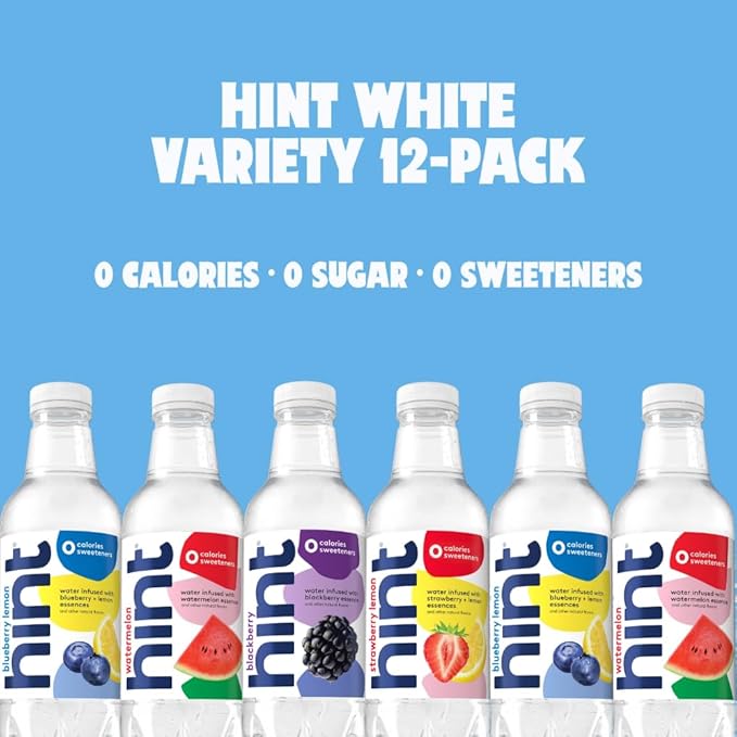 Hint Bottled Water, Red & White Variety Pack Bundle - Purified Flavored Water with Zero Calories, Sugar Free, Natural Flavors - 16 Fl Oz (Pack of 24)-FlexoryFit