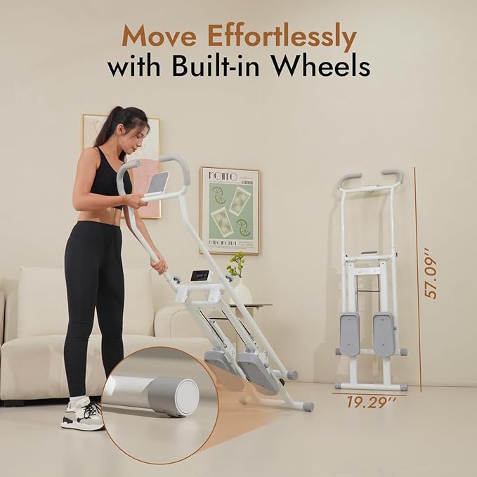 Stair Stepper with Adjustable Resistance - Stair Climber for Home Gym, Folding Cardio Machine with Extended Step Range, Adjustable Handlebar & Pedals, Tablet Holder by MACYO