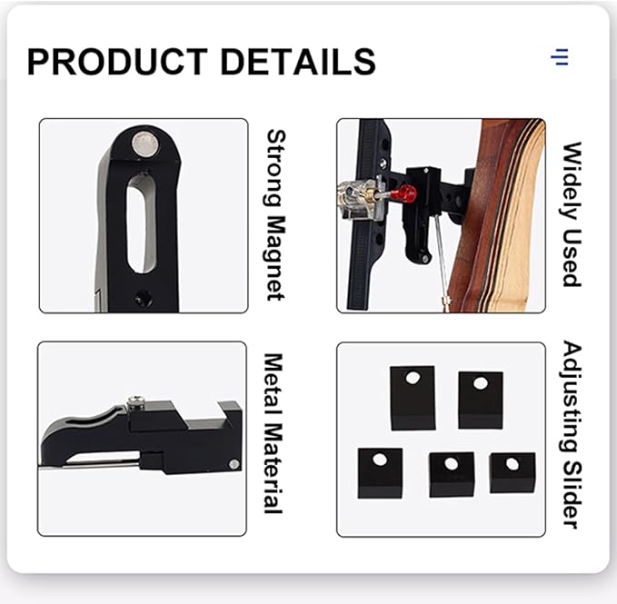 SOPOGER Archery Clicker Magnetic Recurve Bow Clicker Aluminum Bow Sight Clicker with Adjustable Slider Arrow Shooting Signal Bow Accessories for Hunting,Shooting,Competition