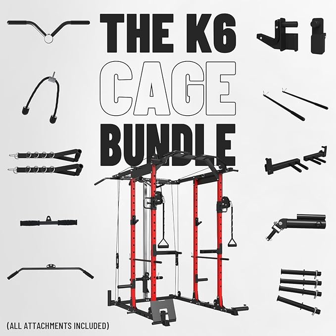 Mikolo Power Cage, Power Rack with Cable Crossover System, 1500LBS Squat Rack with LAT Pull Down System, Workout Cage with Pulley System for Fitness Home Gym-FlexoryFit
