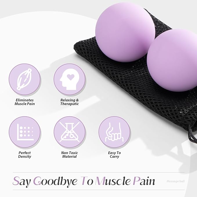 Massage Lacrosse Balls for Myofascial Release,Yoga Deep Tissue Massage,Trigger Point Therapy and Foot Plantar Fasciitis,Muscle Soreness Massager Ball (2 Packs) (Yellow)-FlexoryFit