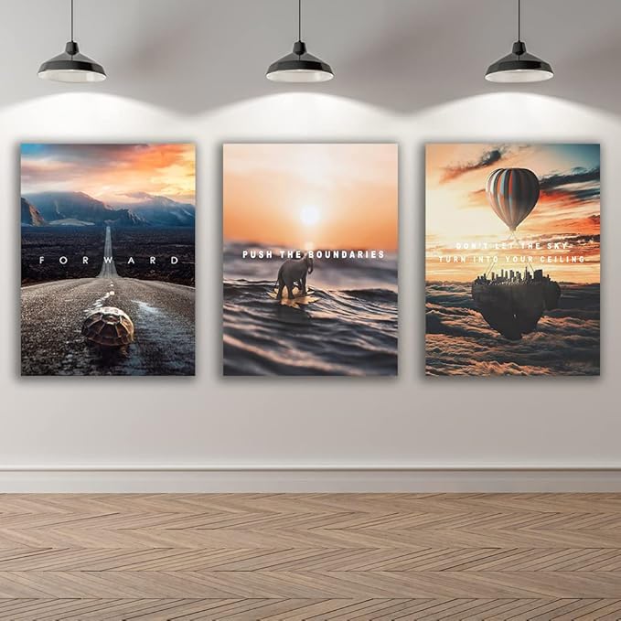 Motivational Wall Decor Poster Inspirational Wall Art 3 Pieces Canvas Wall Painting Framed Artwork for Living Room Bedroom Office Home Decor Prints Pictures Wall Decor Ready to Hang 48''Wx 24''H-FlexoryFit