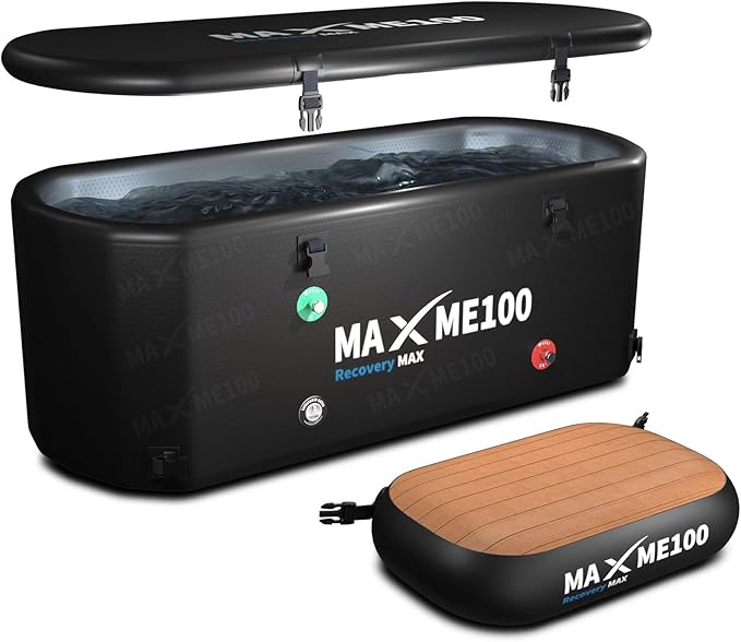 MAXME100® Cold Plunge Tub, Ice Bath Tub, XXXL Cold Plunge With Non-Slip Step, Upgraded HSBMF Material, Dual- Action Pump, Water Chiller Compatible, Portable, Inflatable, Outdoor, Indoor, Athletes