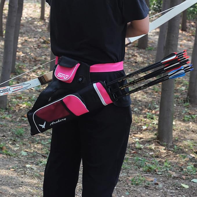 SOPOGER Archery Hip Quiver for Arrows - 3 or 4 Tube Bow Belt Quiver Waist Hanged for Youth Teens Adults Compound Bow Recurve Bow Target Shooting