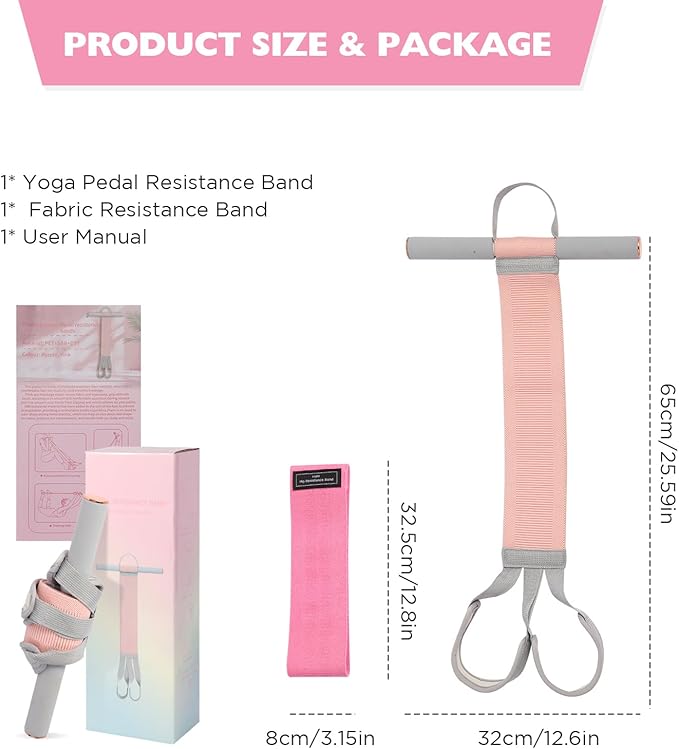 Fitness Resistance Band with Handles & Non-Slip Pedal, 150lb Fabric Exercise Bands, Yoga Starter Sets Sit Up Pull Rope for Full Body Strength Training, Stretch Band Workout Equipment-FlexoryFit