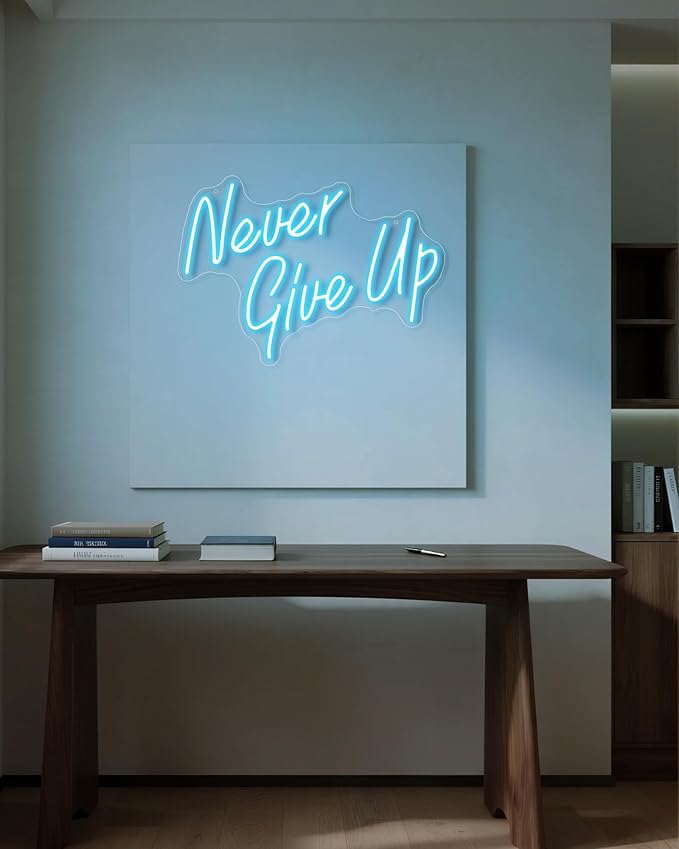 YIKBIK NEVER GIVE UPLED Neon Sign for Wall Decor,Neon Lights Party Decorations, USB Powered Switch Neon Lights lighting adjustable for Office Room, Gym Room, Man Cave, Gamer Room-FlexoryFit