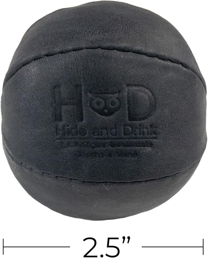 Hide & Drink, Stress Ball, Relieve Fidgeting and Anxiety, Exercise Hand, Squishy Tension Accessory, Great for The Office, Classic Style, Full Grain Leather, Handmade, Charcoal Black-FlexoryFit