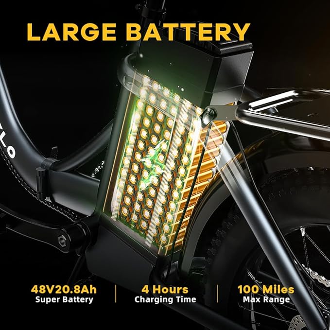 DriftGod Folding Electric Bike for Adults โ 1000W Motor, 20"x3" Fat Tire, 48V Removable Battery, All-Terrain E-Bike with 7-Speed, Front Suspension โ Powerful Foldable Ebike for Commuter