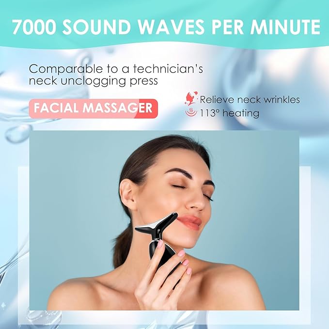 Facial Massager Red-Light-Therapy-for-Face and Neck, Face ๐ฒ culpting Wand with 7 Color (Bright Black)