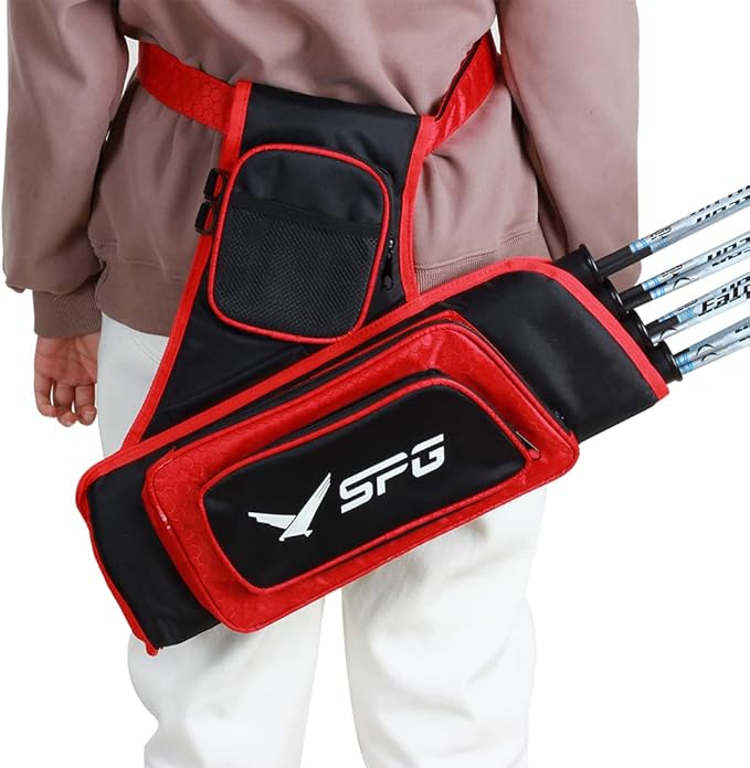 SOPOGER Archery Hip Quiver for Arrows - 3 or 4 Tube Bow Belt Quiver Waist Hanged for Youth Teens Adults Compound Bow Recurve Bow Target Shooting