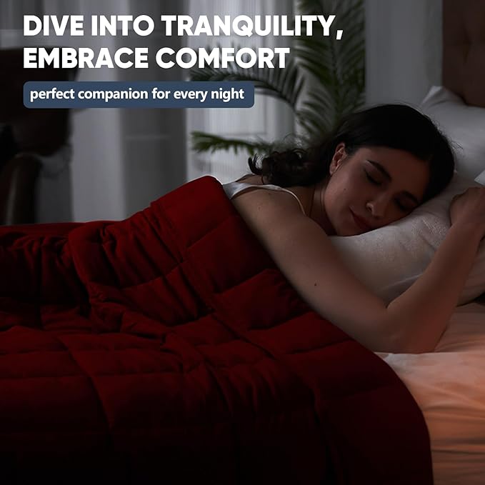 King Size Weighted Blanket for Adults (30 lbs, 80โ x 87โ, Red) Cooling Heavy Blanket for Sleeping Perfect for 290-310 lbs, Breathable Blanket for Adults & Couple All Season, Machine Washable