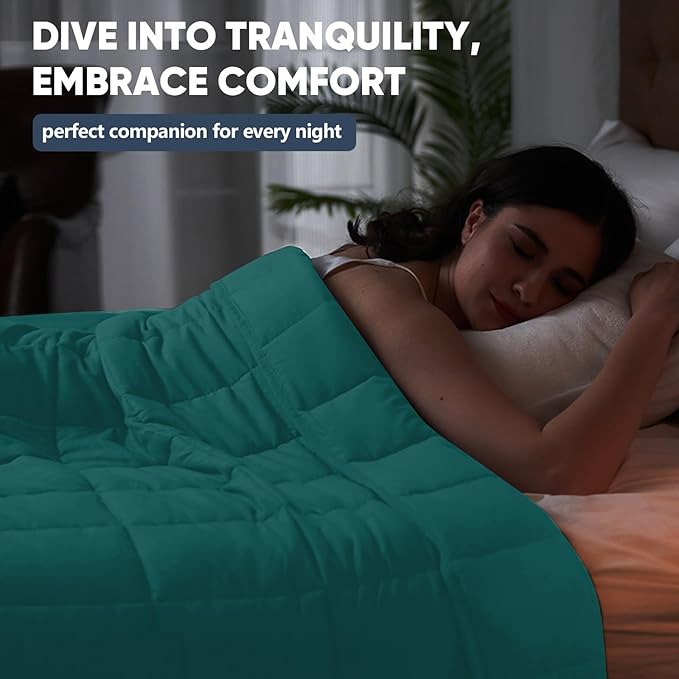 yescool King Size Weighted Blanket for Adults (25 lbs, 80โ x 87โ, Teal) Cooling Heavy Blanket for Sleeping Perfect for 240-260 lbs, Breathable Blanket for Adults & Couple All Season, Machine Washable