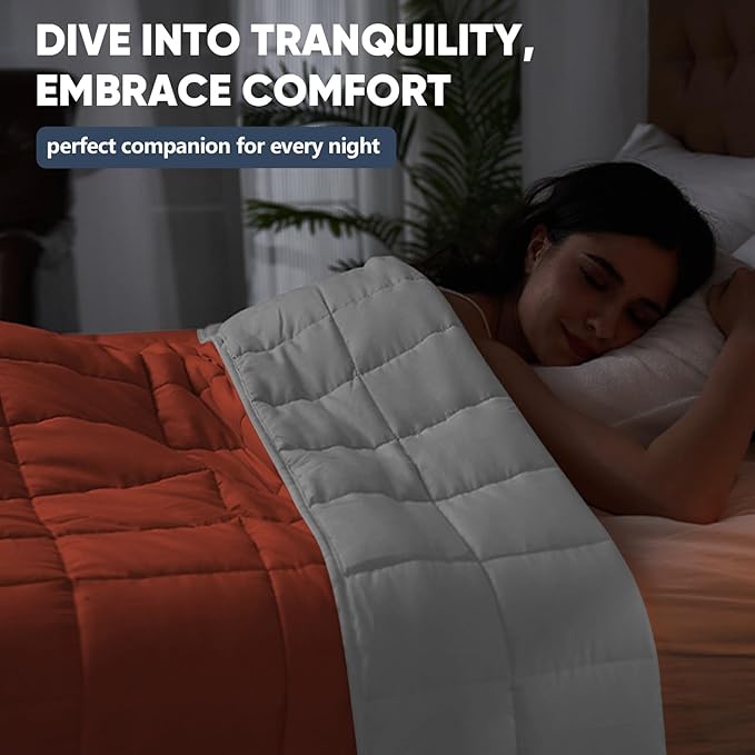 King Size Weighted Blanket for Adults (30 lbs, 80โ x 87โ, Orang) Cooling Heavy Blanket for Sleeping Perfect for 290-310 lbs, Breathable Blanket for Adults & Couple All Season, Machine Washable
