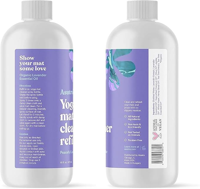 ASUTRA Yoga Mat Cleaner Spray Refill (Peaceful Lavender), 16 fl oz - Organic Essential Oils, No Slippery Residue, Deep-Cleansing for Fitness Gear & Gym Equipment-FlexoryFit