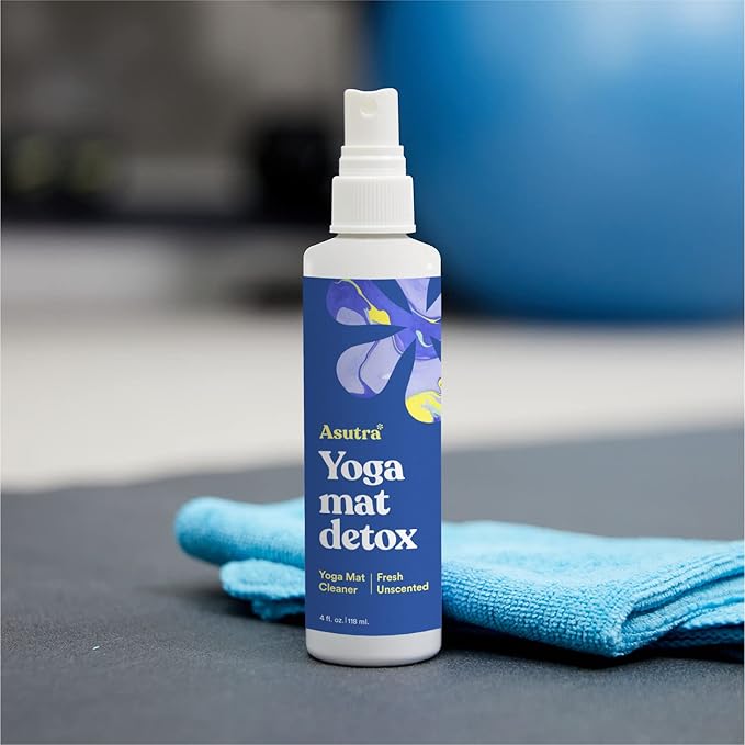 ASUTRA Yoga Mat Cleaner Spray (Fresh & Unscented), 4 fl oz - No Slippery Residue, Deep-Cleansing for Fitness Gear & Gym Equipment, Microfiber Towel Included-FlexoryFit