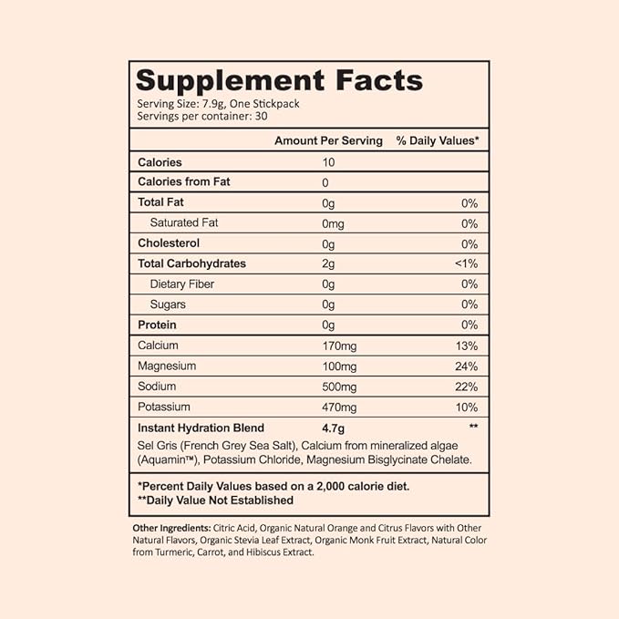 Instant Hydration Electrolytes Powder Packets - Citrus Orange Drink Mix - Zero Sugar - Keto, Vegan, Gluten-Free, Non-GMO - Boost Recovery, Brain Health, Muscle & Tissue Support- 30 Sticks-FlexoryFit