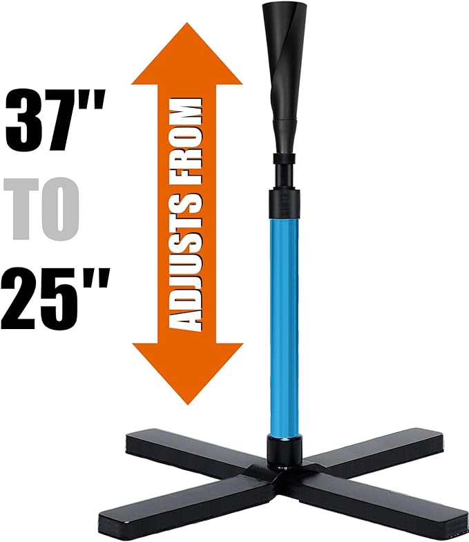 Baseball&Softball Tee,Batting Tee,Adjustable Height:25-37 inches,2 Flexible Top Rubber,X-Style Foldable&Heavy-Duty Base and Carrying Bag for Easy Store&Carrying